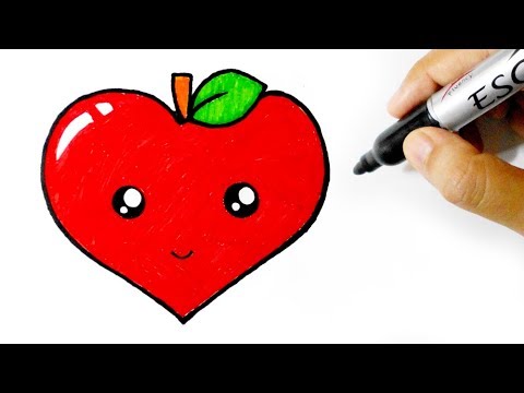 480x360 Let's Draw! Red Apple Heart