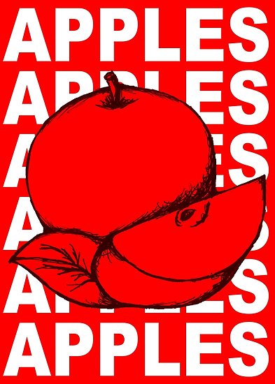 393x550 Red Apple Fruit Food On Red Background Design Drawing Illustration