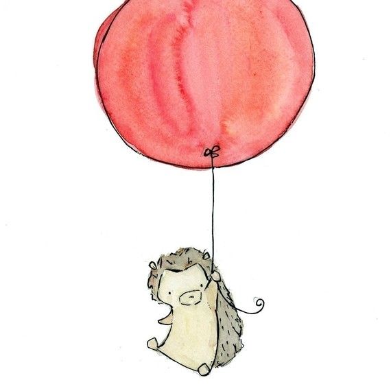 570x570 My Red Balloon Hegdehog Nursery Art Print