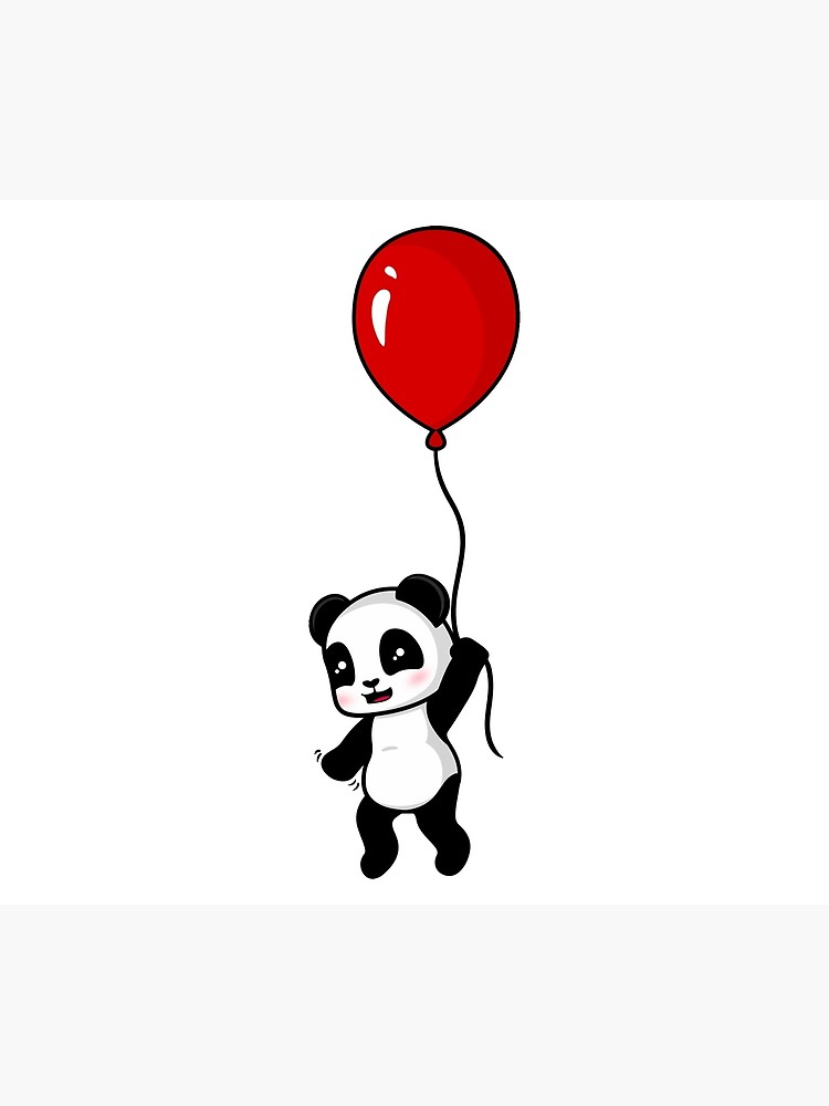 750x1000 Red Balloon Panda Wall Tapestry