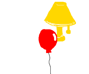 300x250 Red Balloon Under A Lamp Drawing