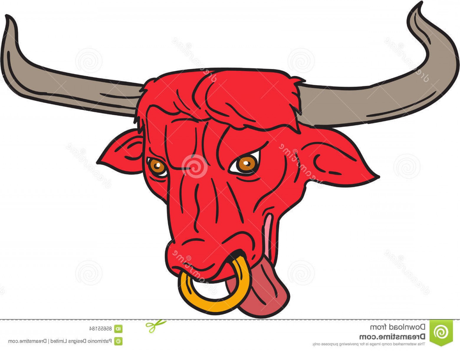 1560x1190 Stock Illustration Texas Longhorn Red Bull Drawing Sketch Style