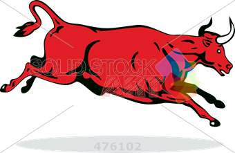 340x221 Stock Illustration Of Drawing Of Red Bull Jumping Side View Facing