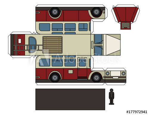 500x385 Paper Model Of A Vintage Red Bus