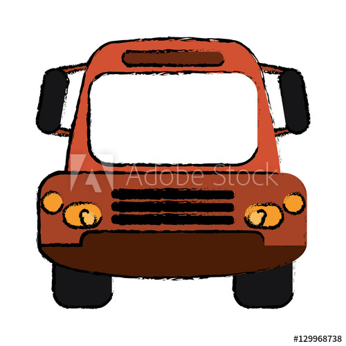 500x500 Drawing Bus Public Transport City Front View Vector Illustration