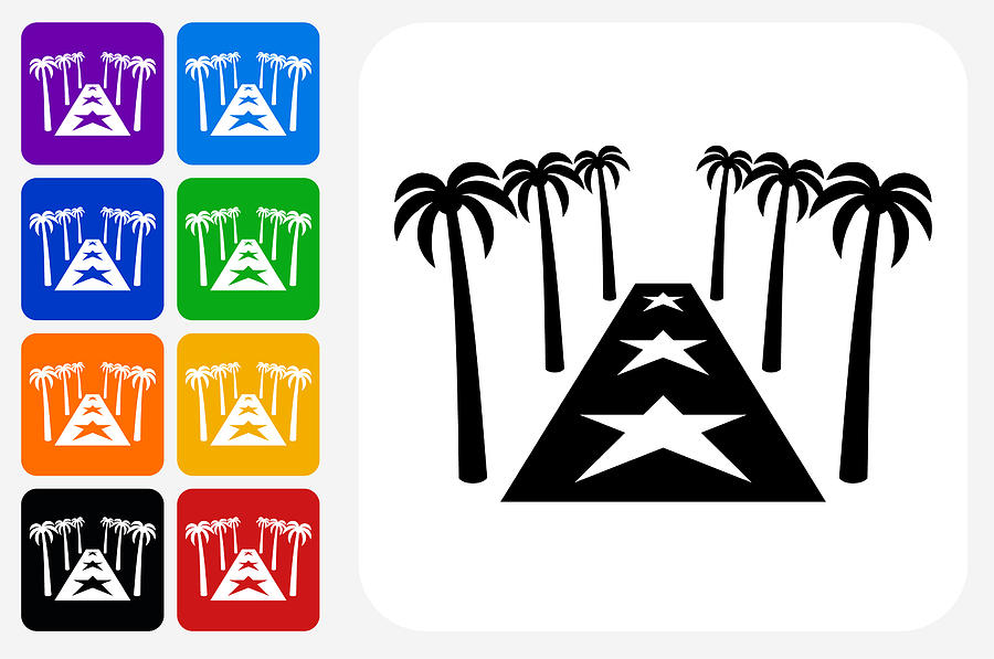 900x597 Red Carpet And Palms Icon Square Button Set