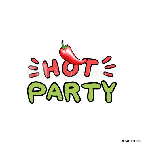 500x500 Hot Party Hand Drawn Stylized Lettering Chili Pepper Cartoon