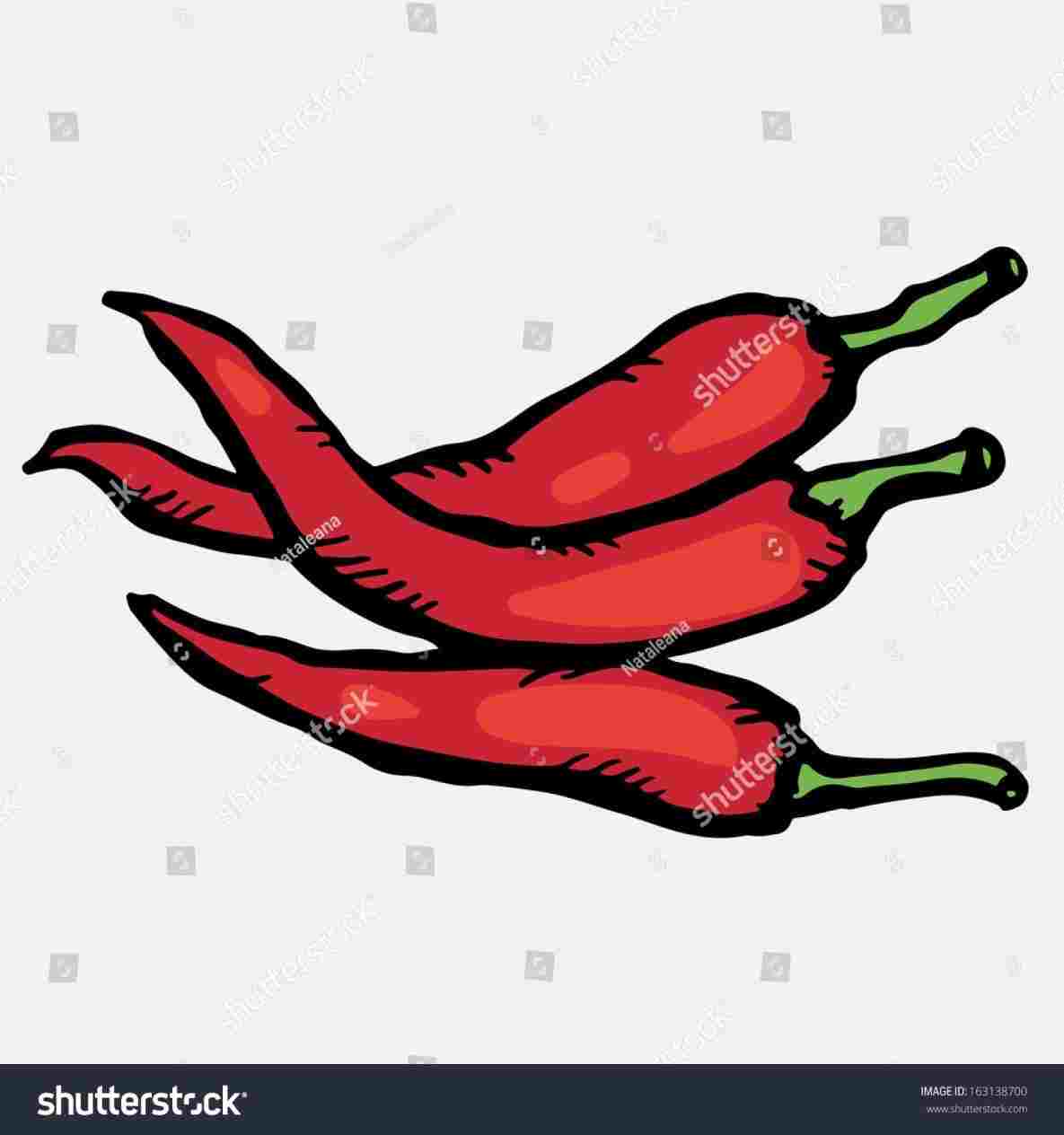 1185x1264 Red Chili Pepper Cartoon Drawing Hot Isolated Simple Stock Vector