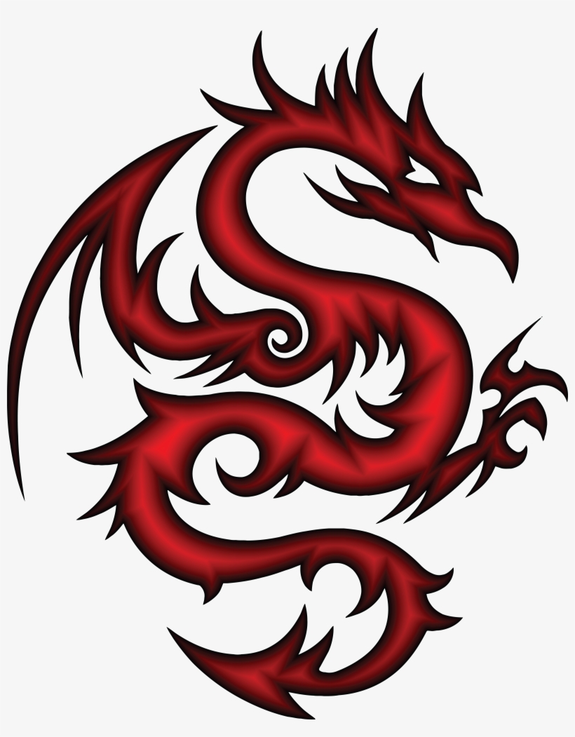 820x1051 Free Clipart Of A Red Dragon In Tribal Style