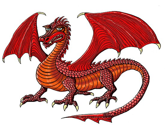 550x434 Red Dragon Cartoon Drawing Art Posters