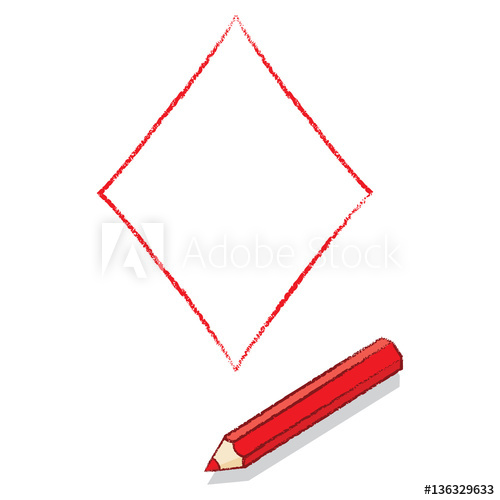 500x500 Red Pencil Outline Drawing Ace Of Diamonds Playing Card Icon
