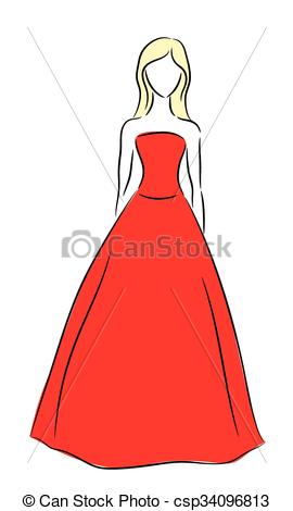 270x470 Vector Outline Of A Girl In Red Dress Vector Outline Of A Girl
