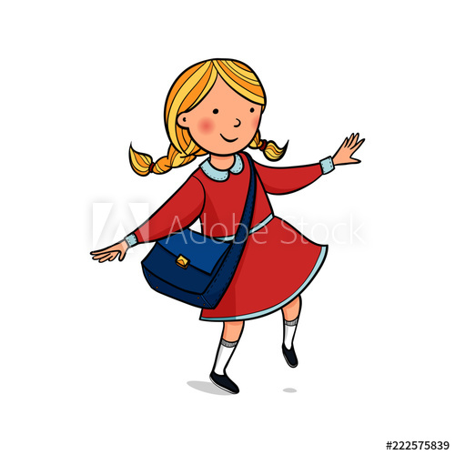 500x500 Hand Drawing Vector Clip Art With Girl Girl Rides In A Red Dress