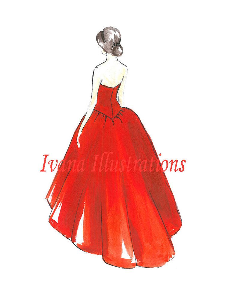 794x993 Christmas Winter Gowns Fashion Illustration Red Gown Light Etsy