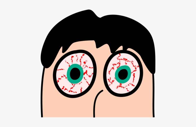 820x532 cartoon drawing of a man's head with staring blood shot
