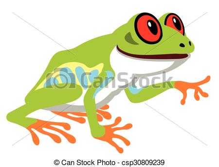450x344 Cartoon Red Eye Tree Frog Side View Image Isolated On White