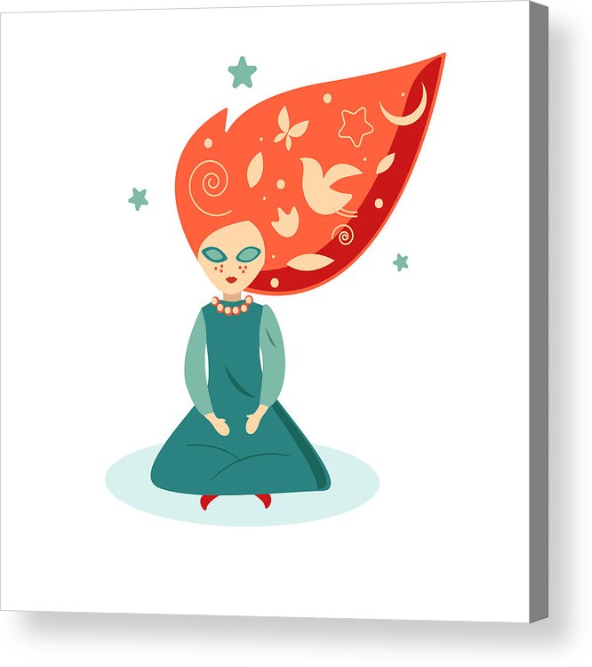 666x750 Dreamer, Girl With Red Hair Acrylic Print