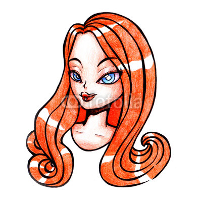 400x400 Hand Drawn Illustration Drawing With A Smiling Beauty Girl