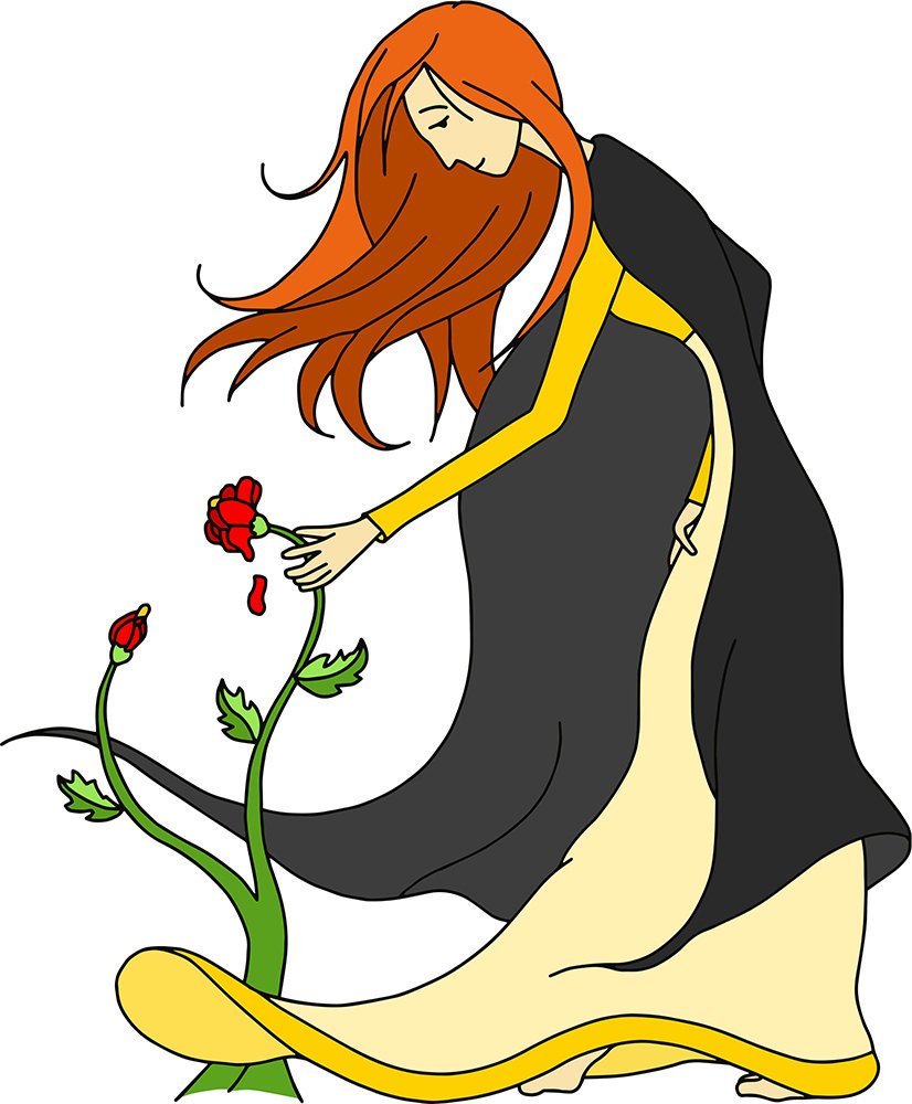 826x1000 Red Hair Woman Rose Digital Vector Art Illustration Download Etsy