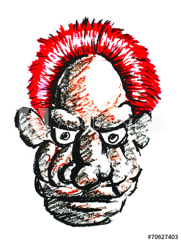 375x500 Old Man Face With Red Hair Painting On White Background