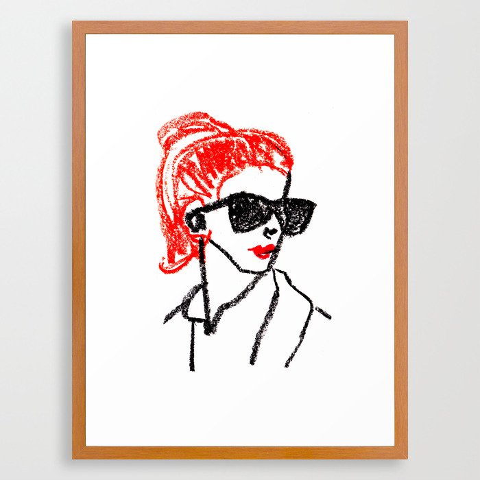 700x700 Sunglasses And Red Hair Framed Art Print