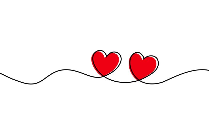 809x490 Continuous One Line Drawing Of Red Heart Isolated On White
