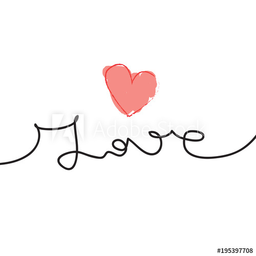 500x500 Continuous Line Drawing Of Word Love Love Vector Illustration