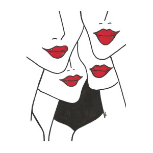 300x300 Four Red Lips Drawing