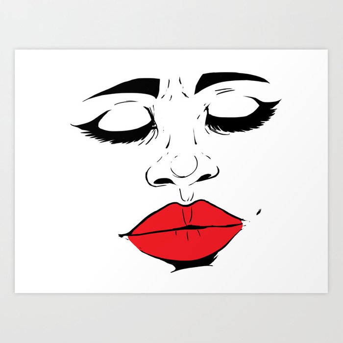 700x700 Red Lips Art Print