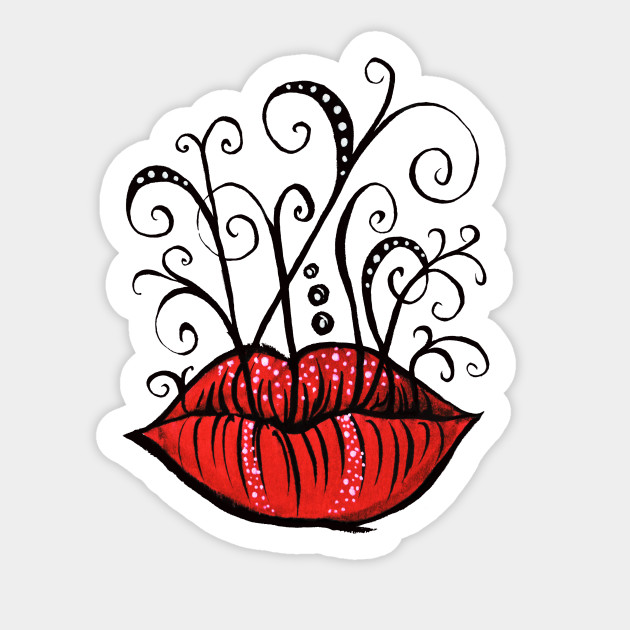 630x630 Weird Lips And Swirls Ink Drawing