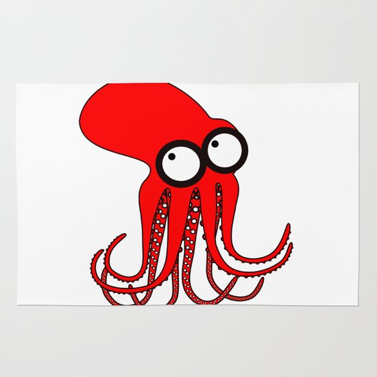 550x550 Cute Red Octopus Rug