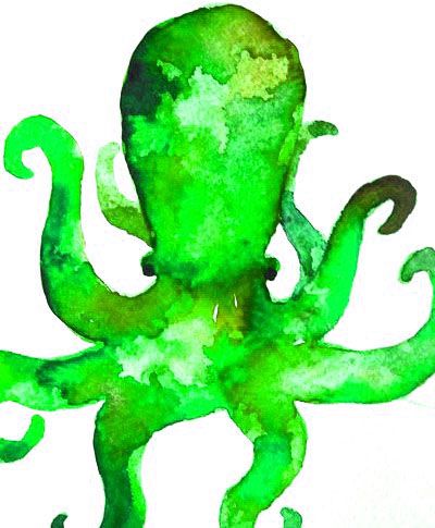 400x485 Octopus Art Watercolor Paintings, Art And Octopus Art