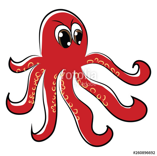 500x496 An Angry Red Octopus With Its Tentacles Vector Color Drawing