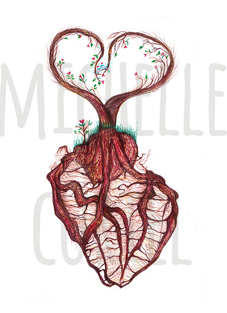 450x622 Pen Drawing Print Deep Rooted In Love Signed