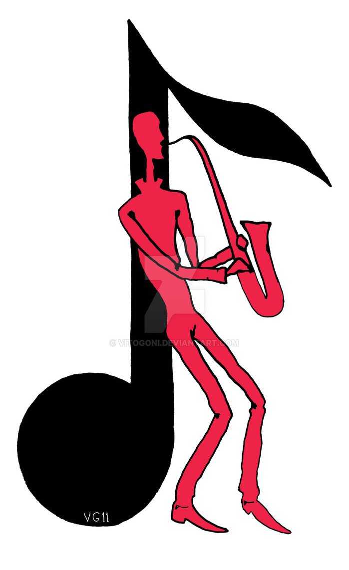 699x1142 Saxophone Melody Black And Red Pen Ink Drawing