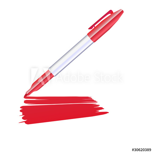 500x500 Red Marker Drawing On The Sheet Of Paper