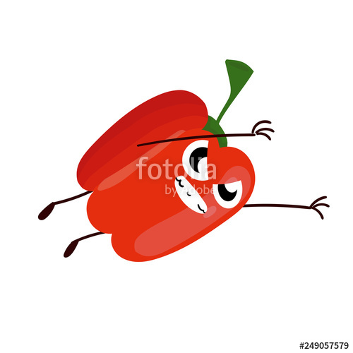 500x500 Funny Cartoon Red Pepper Drawing Illustration Isolated Stock