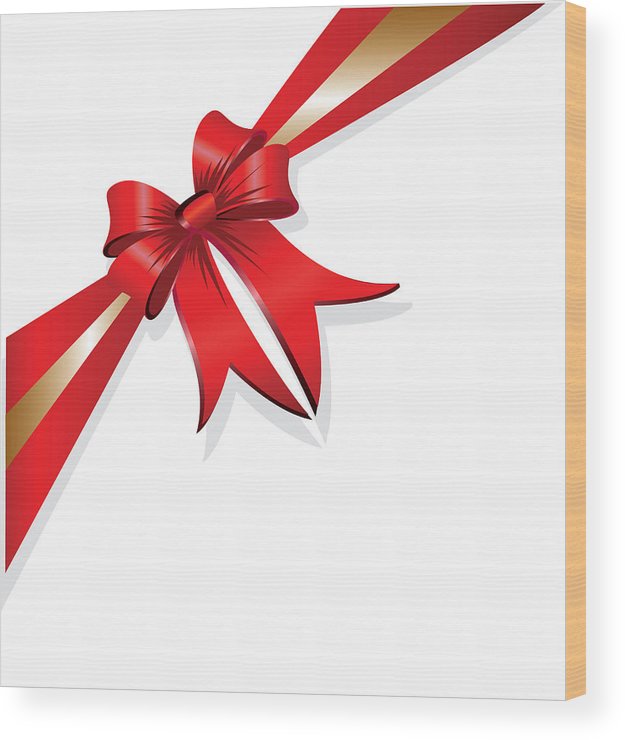 625x740 Red Ribbon And Bow Vector Wood Print