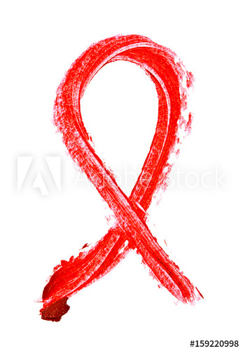 347x500 Red Color Lipstick Stroke On White Background, Aids Awareness Red