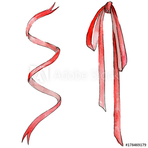 500x500 Watercolor Holiday Red Ribbon Bow Greeting Illustration Festive