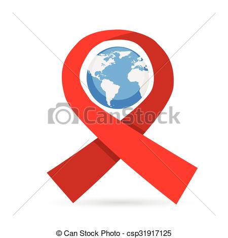 450x470 World Aids Day Awareness Red Ribbon Earth Globe Concept Vector