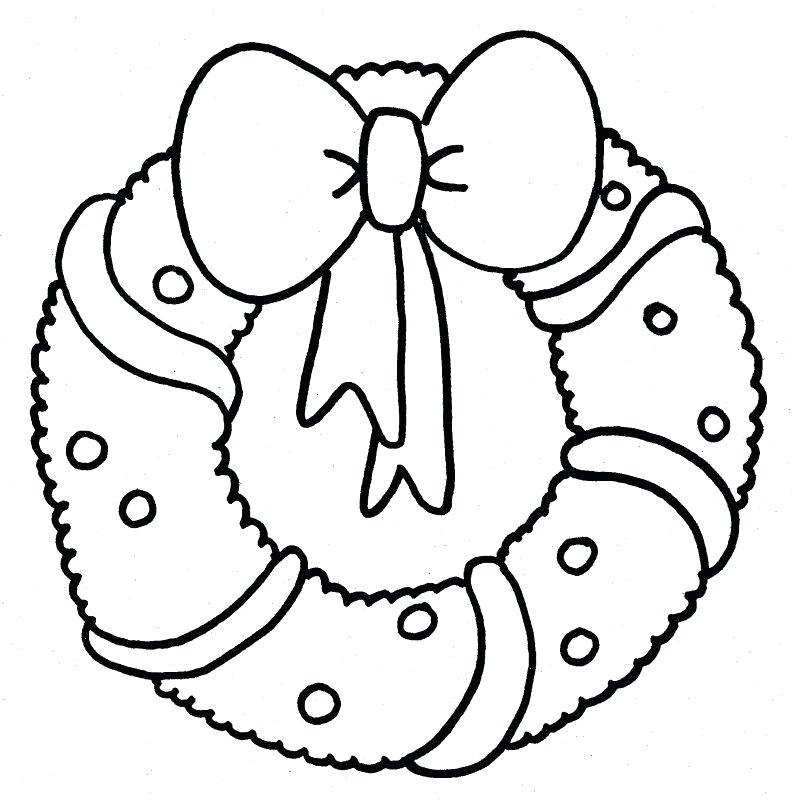 795x800 Christmas Reef Drawing Wreath With Red Ribbon And Balls Theme