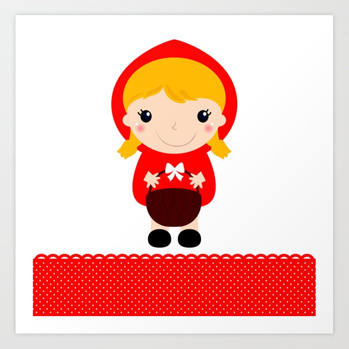 700x700 Original Hand Drawing Red Riding Hood Art Print