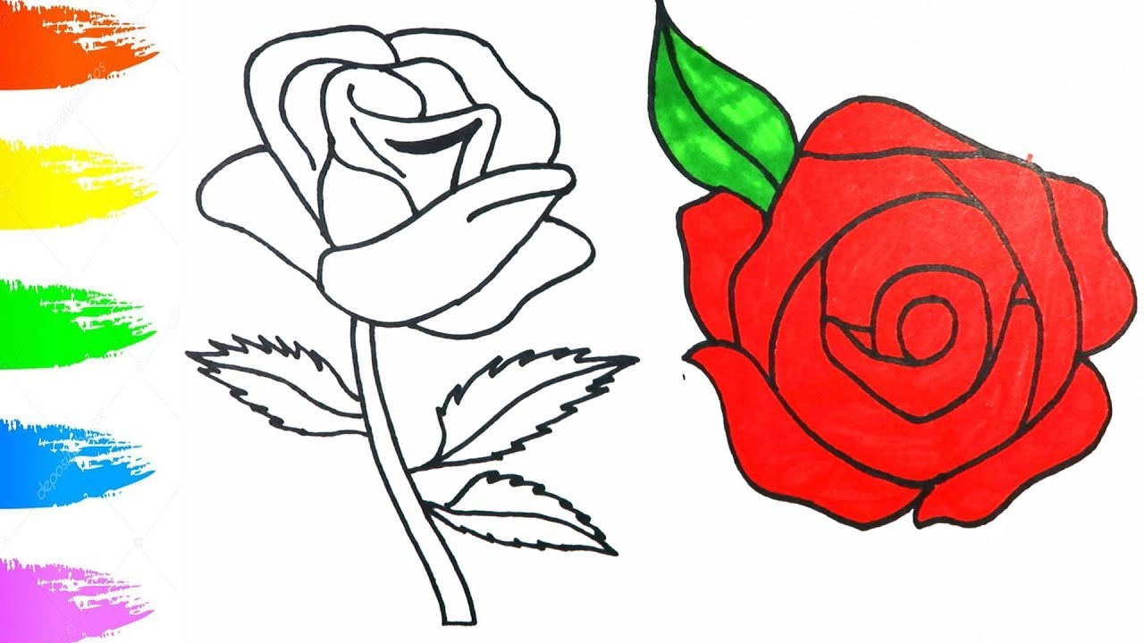 1280x720 How To Draw Red Rose Easy Tutorial Coloring Pages For Children