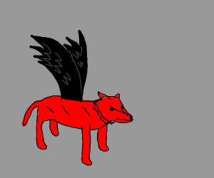 300x250 Red Wolf With Black Wings