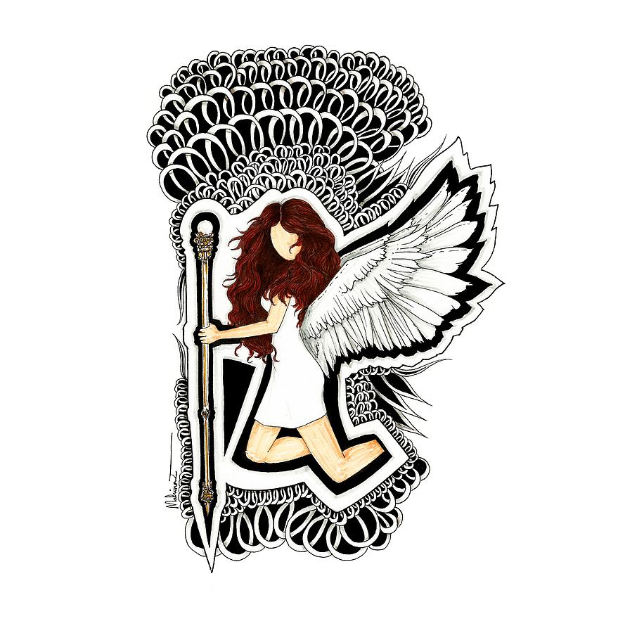 879x900 redhead angel drawing