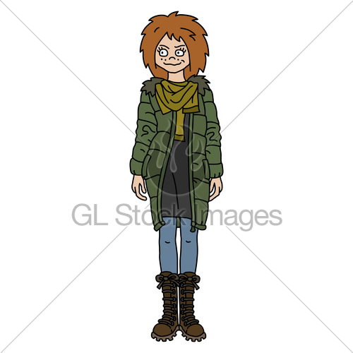 500x500 the funny redhead girl in a khaki coat gl stock images