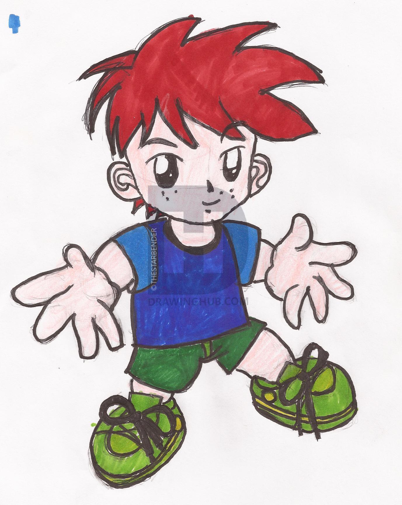 1377x1730 chibi redhead drawing