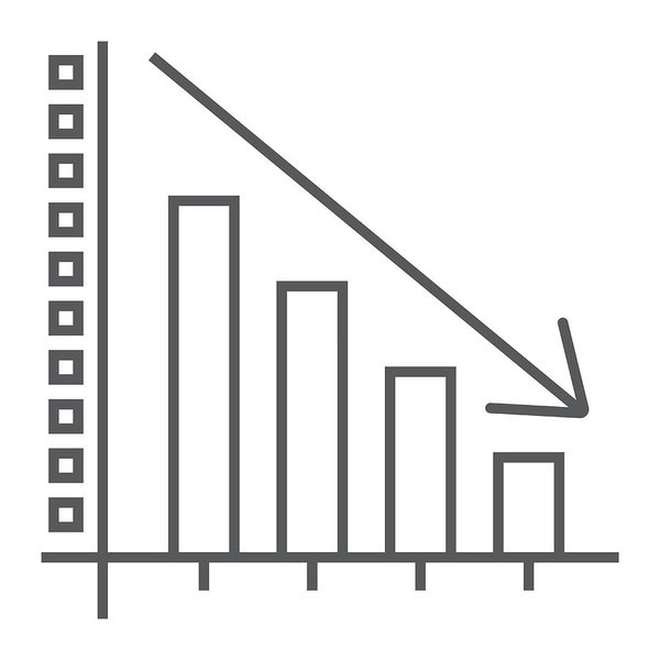 600x600 decrease thin line icon, reduction and analytics, chart sign