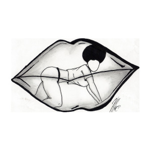 300x300 Reflection Lips Drawing
